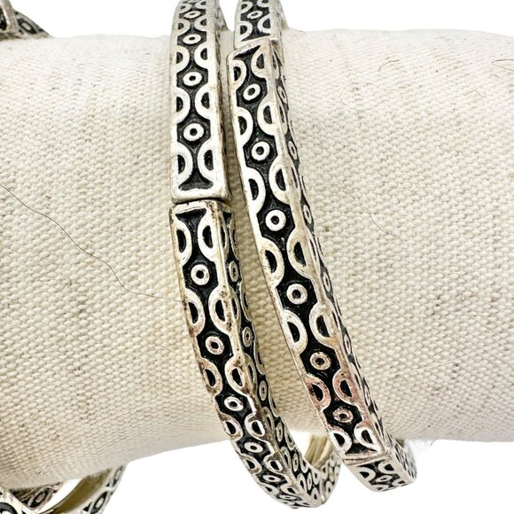 Set of 6 Bracelets Stretch Bangles Silver Celtic Look 2 ea of 3 Patterns NWOT - Picture 4 of 10